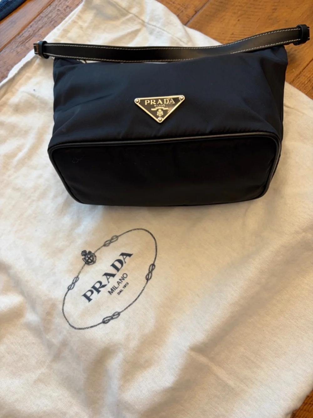 Prada Nylon Mini Hobo Shoulder Bag, Black